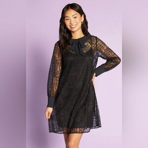 ModCloth Going Places in Collared Lace Shift Dress